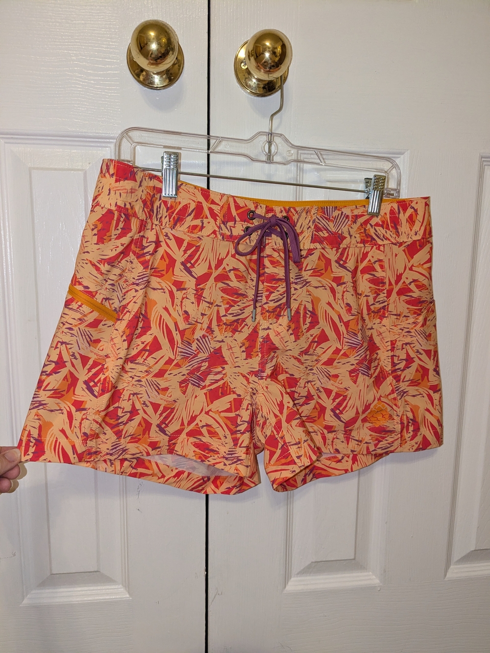 Stio Women's Board Shorts Coral and Purple Tropical